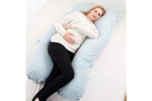 ComfyPro Oreiller de grossesse – Oreiller de maternité respirant 100 % polyester avec housse en coton doux lavable à fermetur