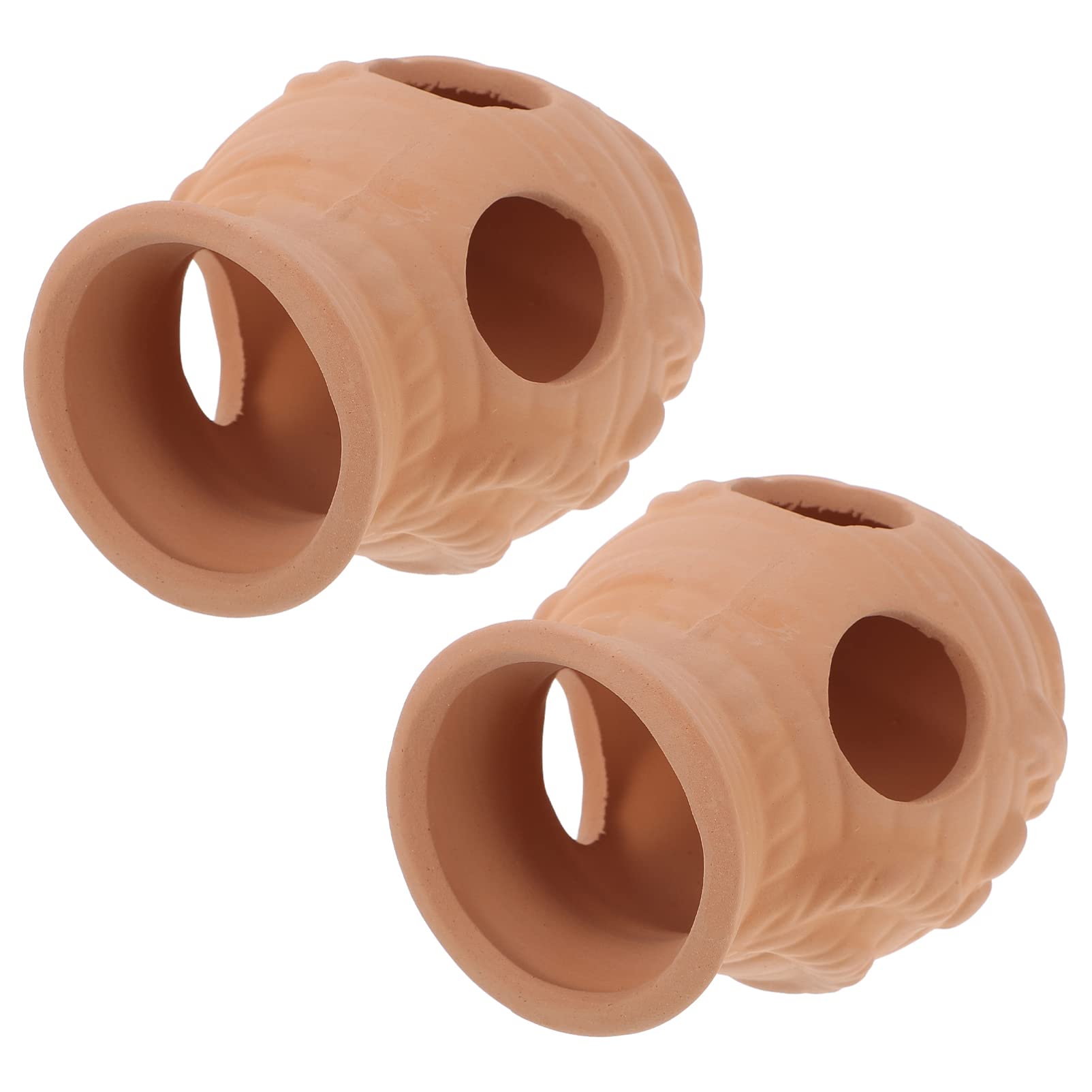 POPETPOP 2pcs Fish Tank Cave Hideaway Decor Ceramic Aquarium Landscape Ornament for Fish Shrimp Safe and for Hiding Breeding for Aquatic Pets