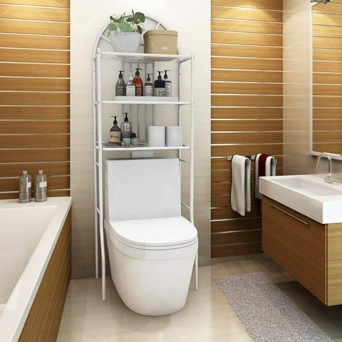 Scaffale Bagno COSTWAY 60x24x177cm | 4 Ripiani | Sopra WC | Nero/Marrone - Foto 12