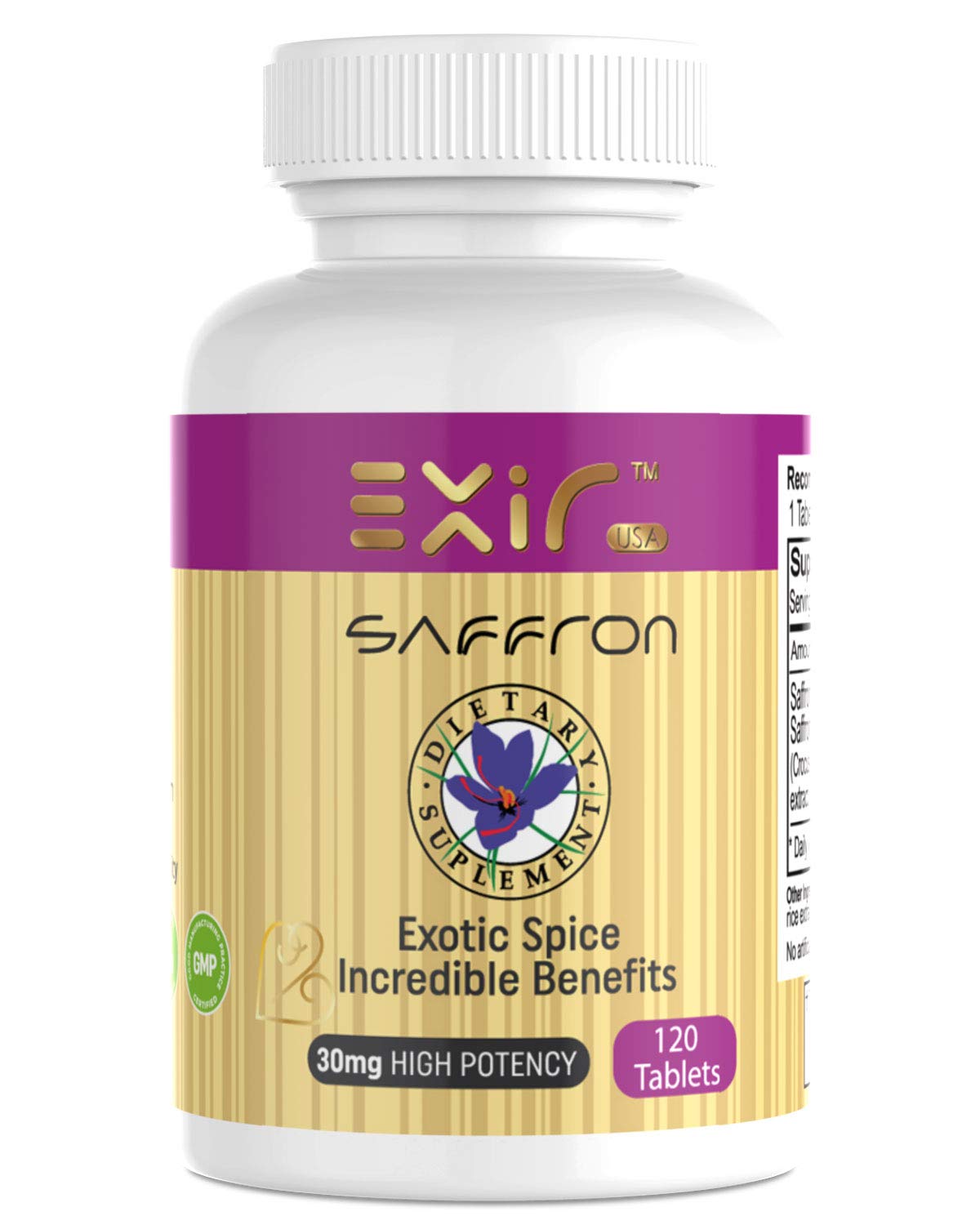 Exir Saffron + Saffron Extract Dietary Supplements 120 Tablets Exotic