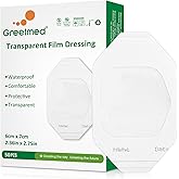 Transparent Film Dressing 2.4'' x 2.7'', 50 Packs Waterproof Adhesive Patch Breathable Wound Cover Bandage, Comfortable Tattoo Aftercare Bandage, Adhesive Clear Bandages for IV Shield