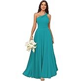 ForElise One Shoulder Bridesmaid Dresses for Women Chiffon A Line Pleated Long Formal Evening Gowns
