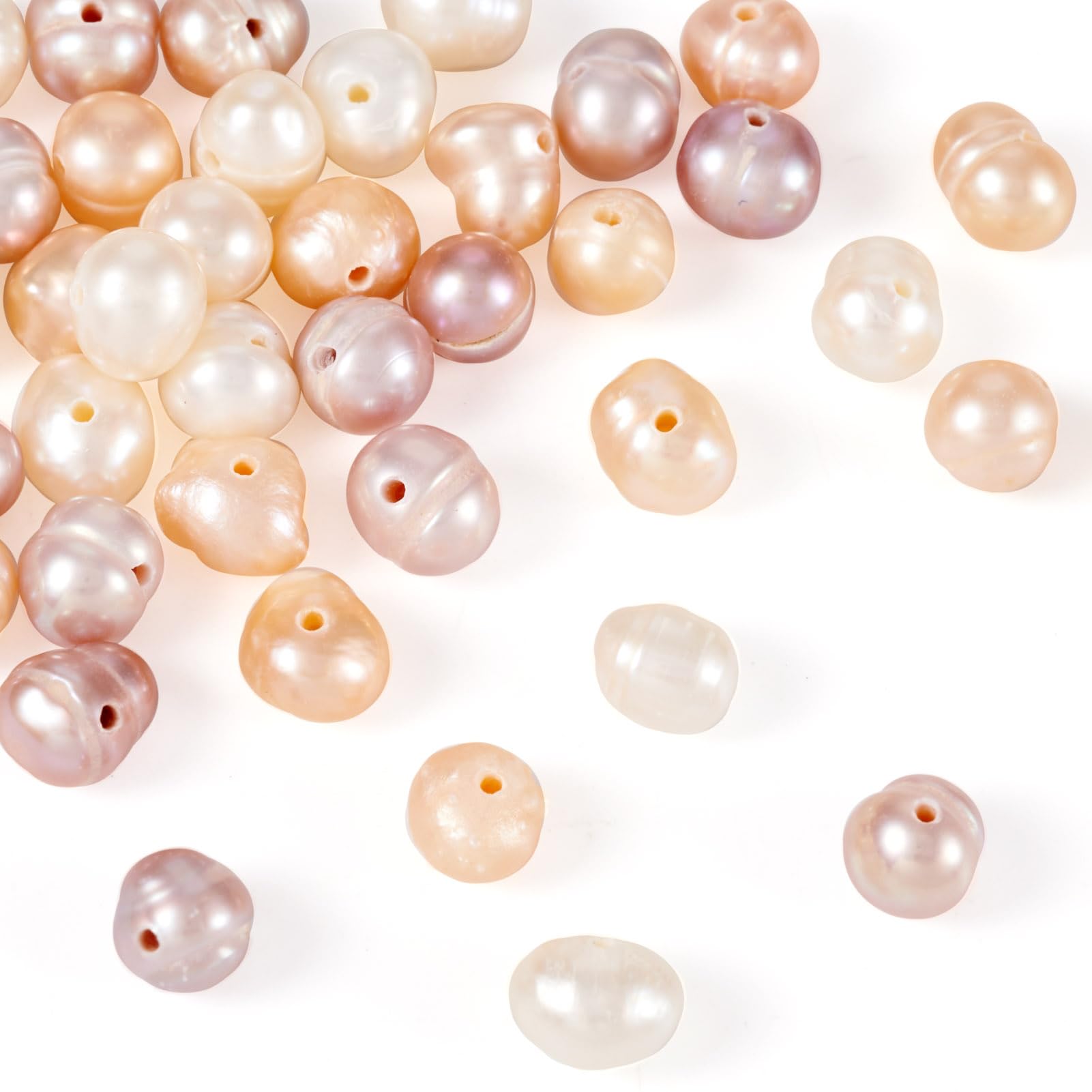 Beadthoven 45pcs Natural Cultured Freshwater Pearl Beads 3 Colors Potato Shape Nuggets Pearls for Wedding Necklace Bracelet Jewelry Making, Hole: 0.5mm