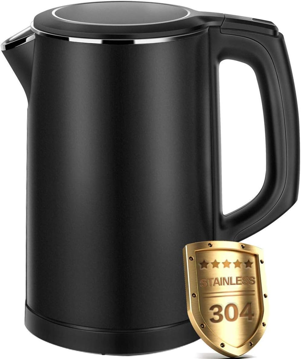 Electric Kettle, CUSIBOX 1.5L Water Kettle Double Wall Stainless Steel Cool Touch Tea Kettle with Overheating Protection, Cordless with Boil Dry Protection, 1500W