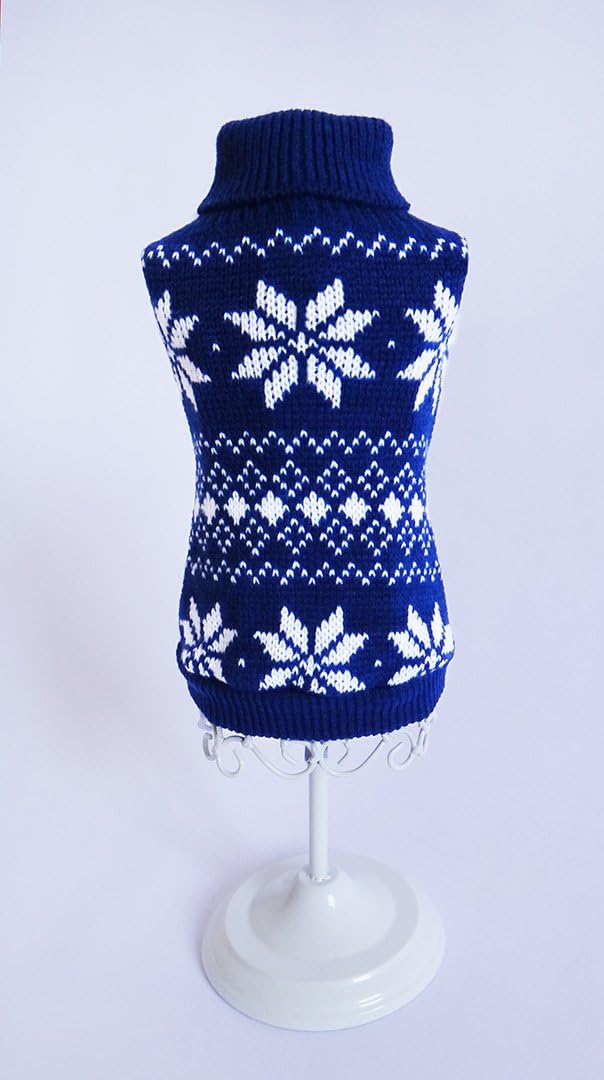 Pet Couples Dress Clothing Cat Knitwear Dog Knitwear Cat Winter Clothes Dog Sweater Cat Sweater Plaid Sweater Cat Apparel Coat Clothes Dog Couples Costumes(Blue+flower, Backlength:20-23cm)