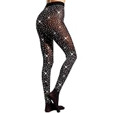 VINICUNCA Women's Sparkle Rhinestones Tights, 80D Footed Solid Color Pantyhose with 10+ Colors