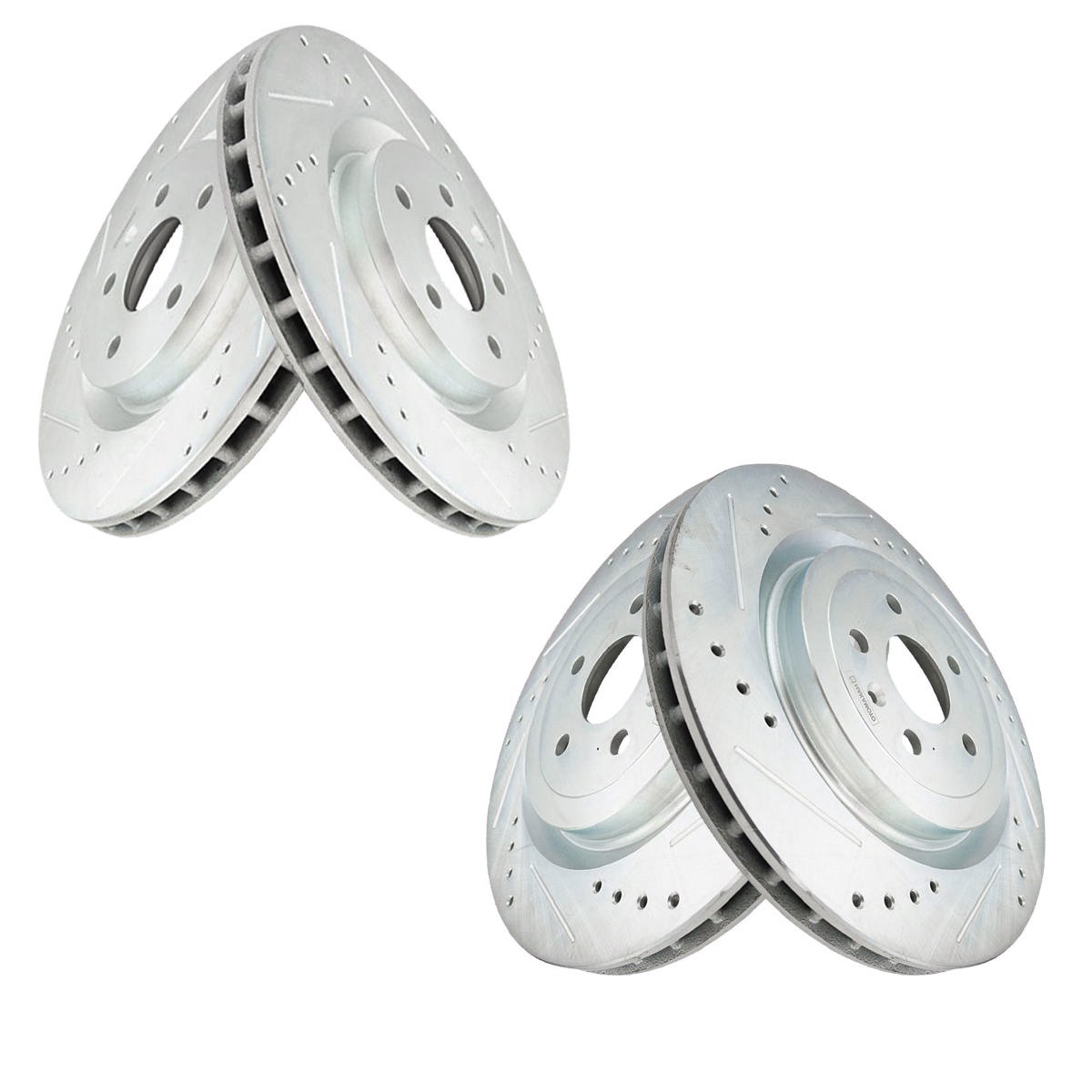 Front & Rear Performance Drilled Slotted Zinc Coated Rotor Kit Set of 4