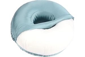 BNRendles Satin Ear Piercing Pillow Removable Cover Luxury Cnh Pillow with Ear Holes for Ear Pain Side Sleepers Washable Large Donut Pillows Head Neck Support Turquoise
