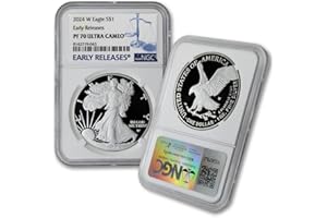 MINT STATE GOLD 2024 W 1 oz American Silver Eagle Proof Coin PF-70 Ultra Cameo (Early Releases) $1 NGC PF70UCAM