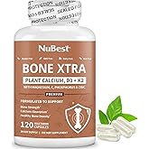 NuBest Bone Xtra - Plant Based Bone Strength, Strontium Boost with Strontium Citrate, Calcium, Magnesium from Marine Algae, Phosphorus, Vitamin C, K2, D3 | Maximum Calcium Absorption | 1 Month Supply