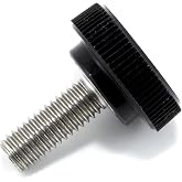 TSD #10-32 x 1/2" Stainless Thumb Screw Black Round Knob USA (4 Pack) | 18-8 Corrosion Resistant Stainless Steel Threads, Durable Plastic Knob, Made In USA