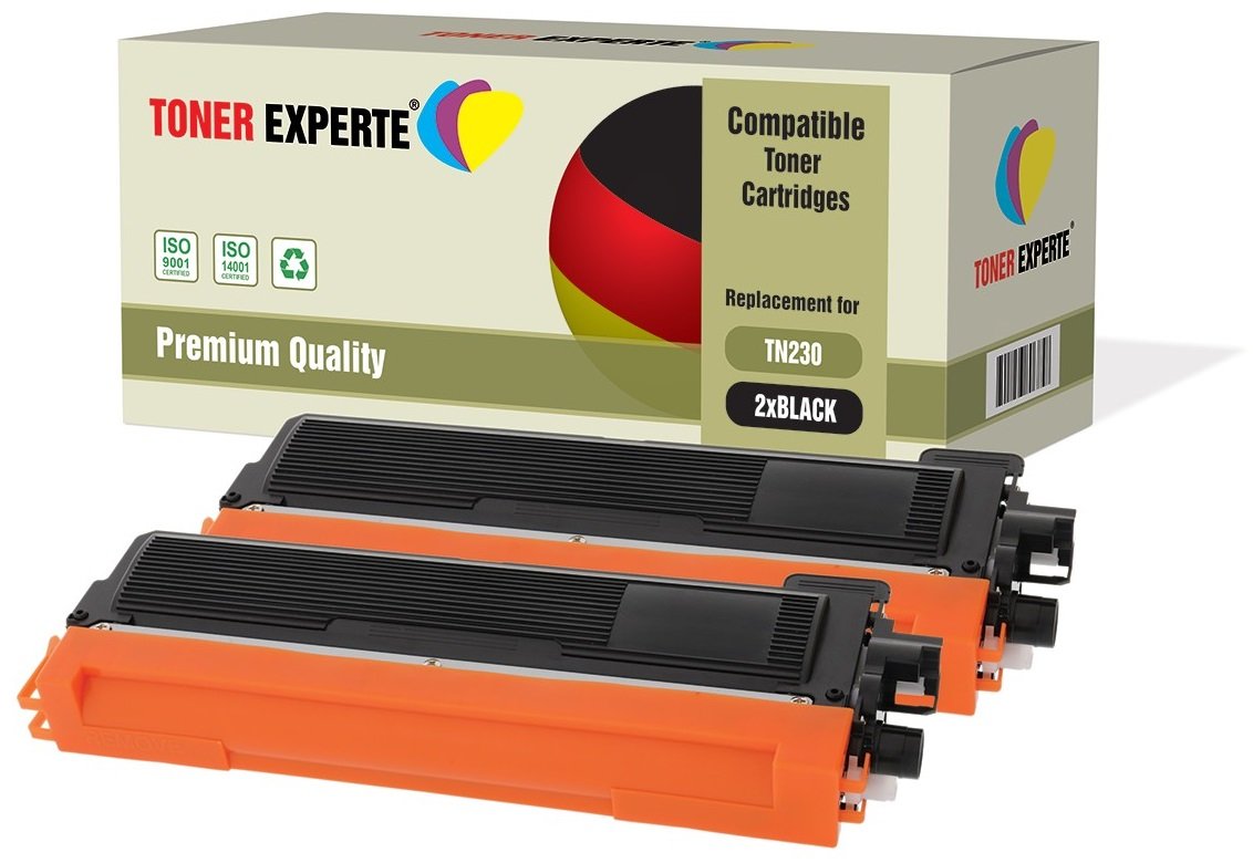 TONER EXPERTE 2-Pack Compatible with TN-230BK TN230 Black Premium Toner Cartridges for Brother DCP-9010CN HL-3040CN HL-3045CN HL-3070CN HL-3070CW HL-3075CW MFC-9120CN MFC-9125CN MFC-9320CW MFC-9325CW