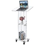 Chitidr Acrylic Podium Stand with Lockable Wheels