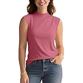 Zengjo Sleeveless Tops for Women - Mock Neck Fitted Tank Top, Ribbed Knit Layering Shirt for Work or Casual