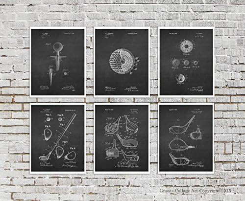 Golf Patent Wall Art Prints Set of 6 Unframed Golf Wall Art Prints Golf gifts