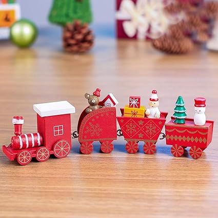 DZT1968 Wooden Toy Train ,Christmas Decoration Gift Christmas Train, Trains Cars & Accessories