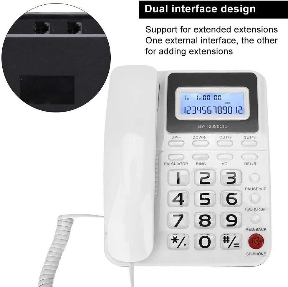 Amazon Com V Bestlife Landline Telephone Gy Tcid Wired Fixed Telephone With Speaker Voice Recorder Caller Id Display Calculater For Home Hotel Office White Electronics