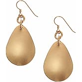 John S. Brana Brushed Bronze Drop Earrings for Women, Elegant Teardrop Dangle, Artisan Handmade Jewelry
