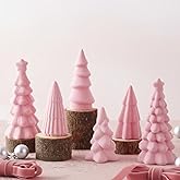 Bucherry 6 Pcs Christmas Ceramics Velvet Trees Set Christmas Table Decorations 3 Sizes Velvet Xmas Tree for Winter Holiday Table Centerpiece Decorations Mantel Decor Xmas Gifts(Pink)