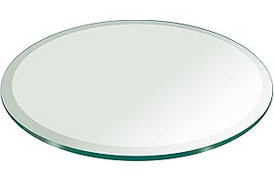 Fab Glass and Mirror 21" Inch Polish Round Glass Table Top 3/8" Thick Tempered Beveled Edge, Clear