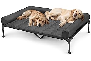 Veehoo Elevated Dog Bed, Lifted Dog Ded Add Waterproof Removable Pillow-Top Mat, Raised Pet Cot with Breathable Mesh, No-Slip