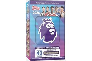 Premier League Topps 2026 New - One Random Mega Tin - 40 Cards Including 3 Exclusive LE 25/26 Soccer Cards + Hassential Sticker
