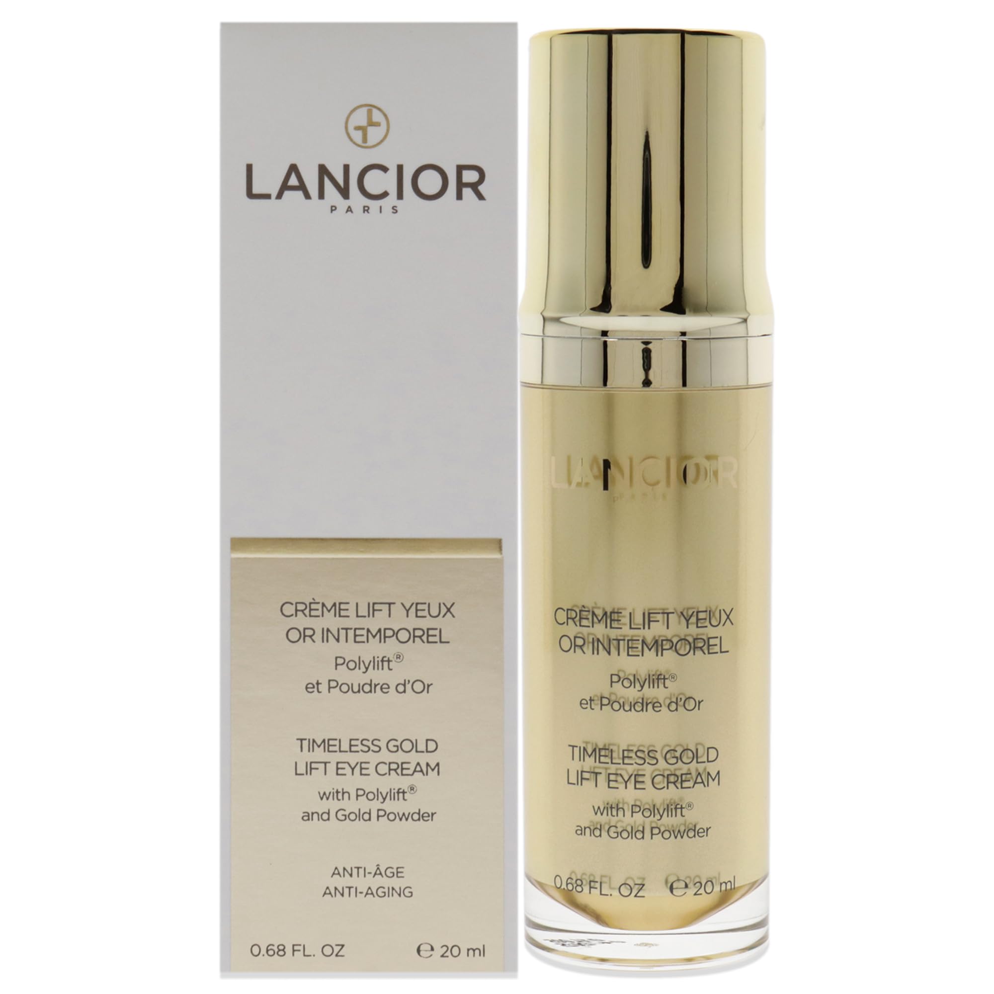 Lancior Paris Timeless Gold Lift Eye Cream - Fights Against The Signs Of Aging Around The Eyes - Helps Skin Regain Suppleness - Brightens And Opens Up Eye Area - Highly Effective Ingredients - 0.7 Oz