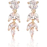 Cubic Zirconia Cluster Wedding Earrings for Brides Bridesmaids Elegant Round Marquise CZ Bridal Jewelry Crystal Dangling Drop Earrings for Women Girls Costume Jewelry Gift