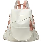 Mini Fashion Backpack for Women, Small Lightweight Nylon Anti-theft Casual Travel Daypack Purse with Water Bottle Pocket (【White/Pink】)