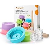 Aieve Fermentation Kit, Premium Fermenting Starter Kit for Pickle, Sauerkraut, Kimchi Making Kit with 4 Pack Fermentation Lids, Glass and Wooden Tamper