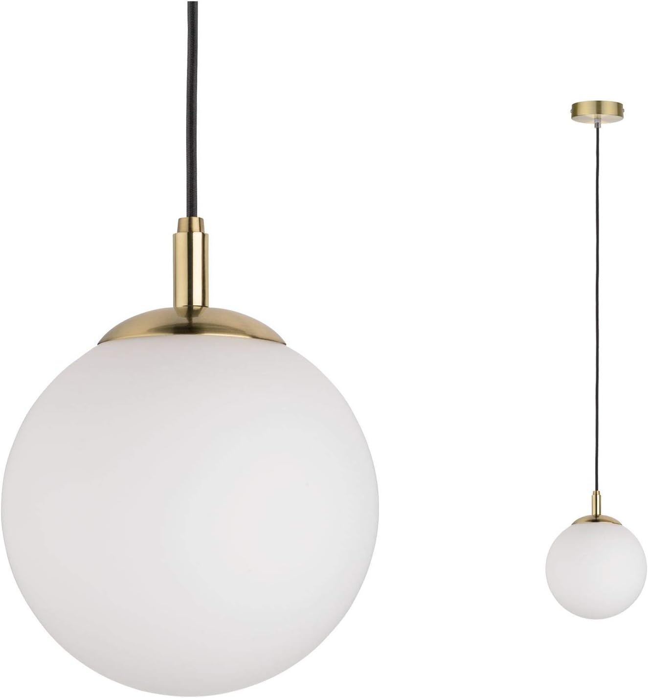 Paulmann Nordic Menja Pendant Lamp, Max. 1x20W, E27, White/Brushed Brass, 230V, Glass/Metal, Dimmable