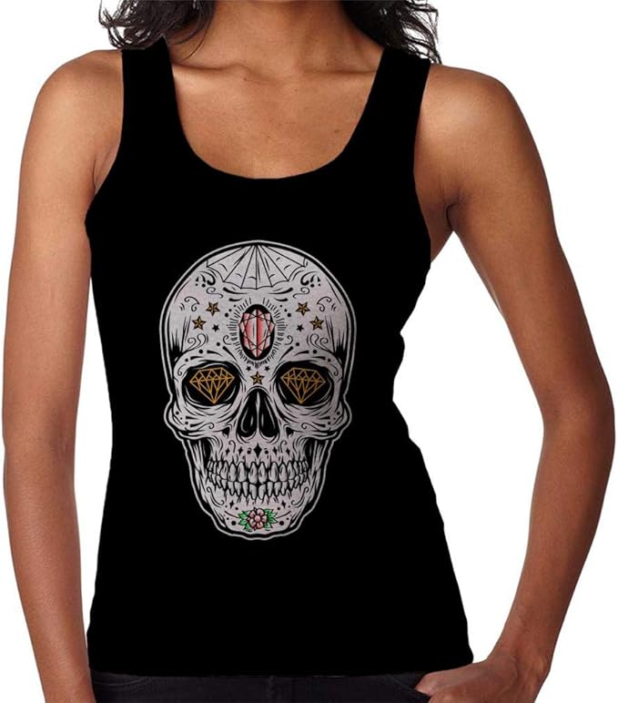 Decorative Skull Women's Vest Amazon.co.uk Clothing