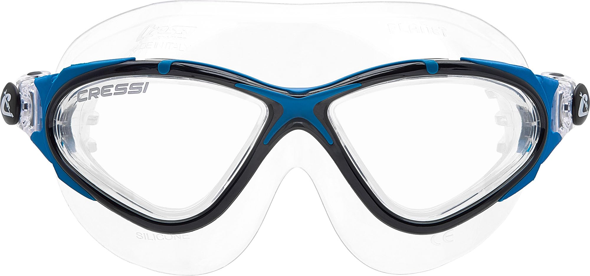 Cressi Planet Goggles Clear/Frame Blue Black - Premium Anti Fog Adult Swim Goggles Mask 100% Anti UV Clear/Frame Blue Black, One Size