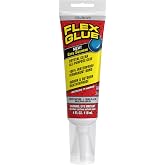 Flex Glue Rubberized Waterproof Adhesive, Clear, 4 oz Tube, 1-Pack | Instant grab adhesive, works underwater, no run or drip, UV resistant, paintable, pools, showers, concrete, brick, wood, RV