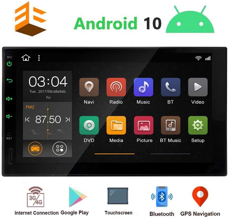Android 10.0 Car Stereo 2 Din GPS Navigation with 7 inch Touch Screen Double Din Car Radio Head Unit Car Video Player NO-DVD in Dash Autoradio Support Bluetooth USB SD WiFi 4G Phone Mirroring
