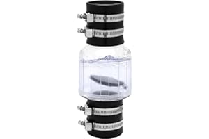 EDOVAF 2 Inch Silent PVC Check Valve, Quiet Clear Sump Pump Check Valve With Stainless Clamps Fits 7-1/4" Gap in 2” Schedule 40 Pipe,With Spring Loaded Flapper Leak-proof Sewage