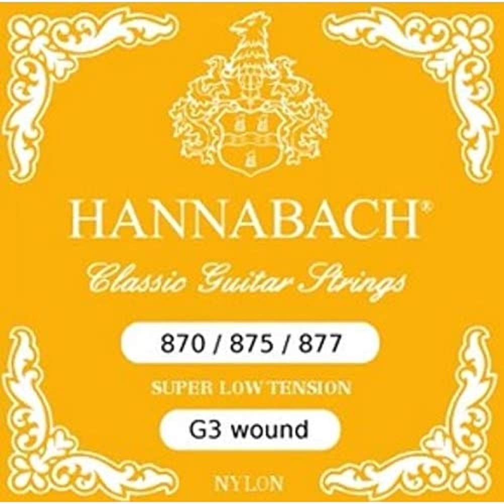 Hannabach 652569 Strings for Classic Guitar G/3 Nylon Wound 875SLT Super Light Tension Chrome Wound