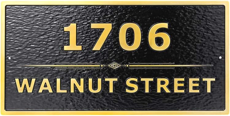 Plaques & Wall Art - Custom Metal Address Plaque Personalized Address and Street Name House Number Sign Wall Mounted Sign Plaque Out Door 12