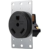 NEMA TT-30R Industrial Power Wall RV Receptacle 30Amp 125V 3 Pole 3 Wire Power Socket,Work for RV Trailer,UL Listed,Black