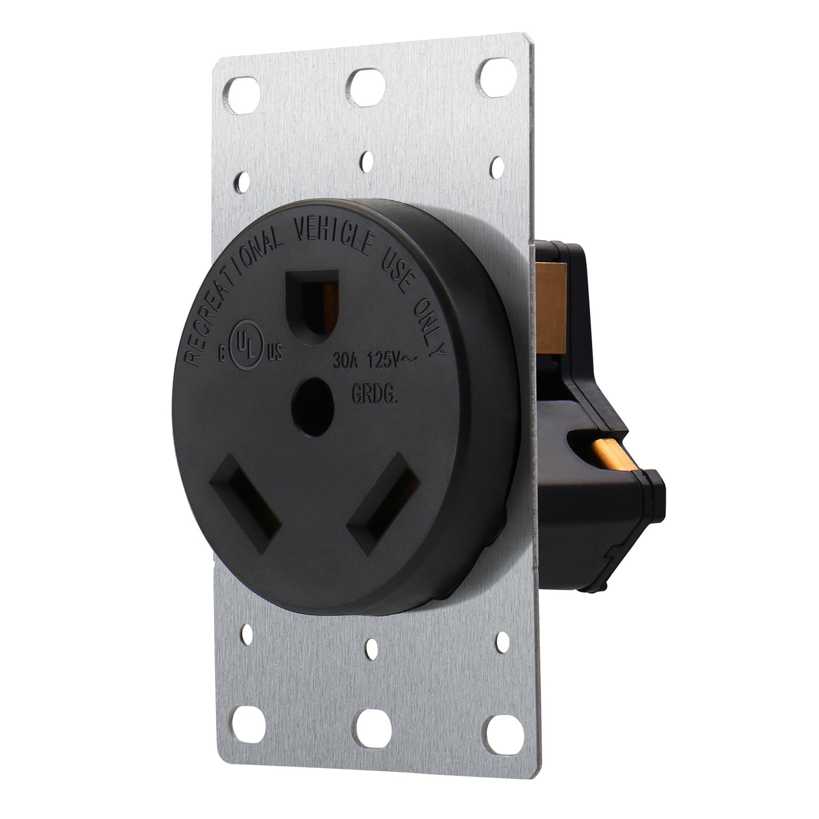 Photo 1 of NEMA TT-30R Industrial Power Wall RV Receptacle 30Amp 125V 3 Pole 3 Wire Power Socket,Work for RV Trailer,UL Listed,Black