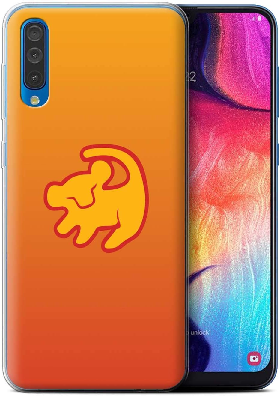 Phone Case for Samsung Galaxy A50 2019 Cartoon African Animals Lion Symbol Design Transparent Soft Flexi Gel/TPU Cover
