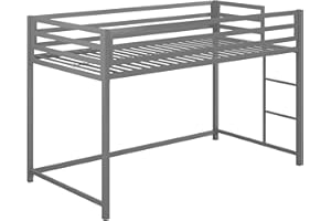 DHP Miles Metal Junior Twin Loft Bed, Silver