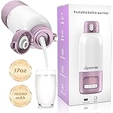 Qyvorae Portable Bottle Warmer for Travel, 17 oz Large Capacity & 16000mAh Extended Battery Life, 8 Temp Contorl, Breastmilk/Formula/Water/Milk 2Min Fast Warmer Heating, Ideal for Travel, Outdoor