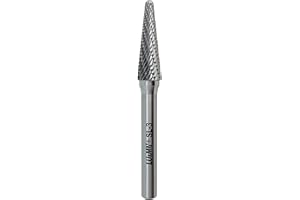 LU&MN SL-3 Double Cut Tungsten Carbide Burr Rotary File – 3/8" Head 14° Taper Shape, 1/4" Diameter - for Deburring and Polishing Cast IronStainless Steel and Other Materials – Industrial Rotary File