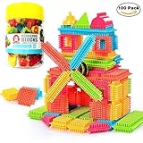 Anwish 100pcs Hedgehog Blocks Set Toddlers Educational Buliding Creative Toys with Bucket for Boys Girls