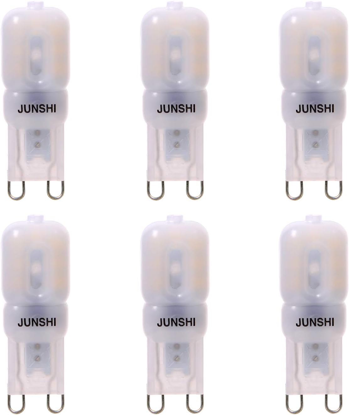 JUNSHI G9 LED Bulb,2.5W to 20W,6500K Cool White, 220 Lumens,AC220-240V LED Light Bulb,Pack of 6, 6 Count (Pack of 1)