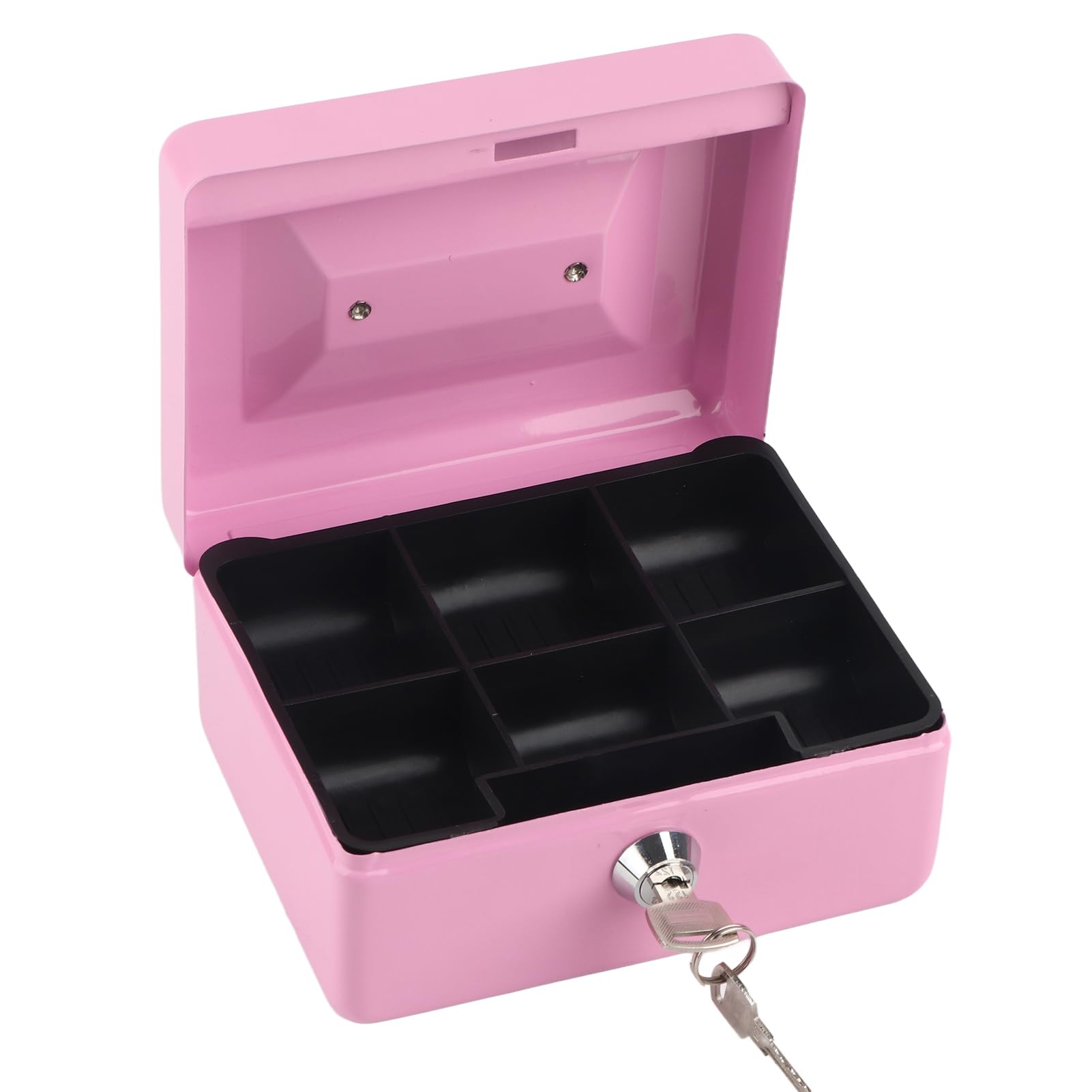 MOUMOUTEN Mini Home Money Box, 1Pc Portable Steel Petty Lockable Cash Money Coin Safe Key Lock Type Security Box Household Storage Box with 2 Keys for Storing Cash Jewellery Kids (Pink)