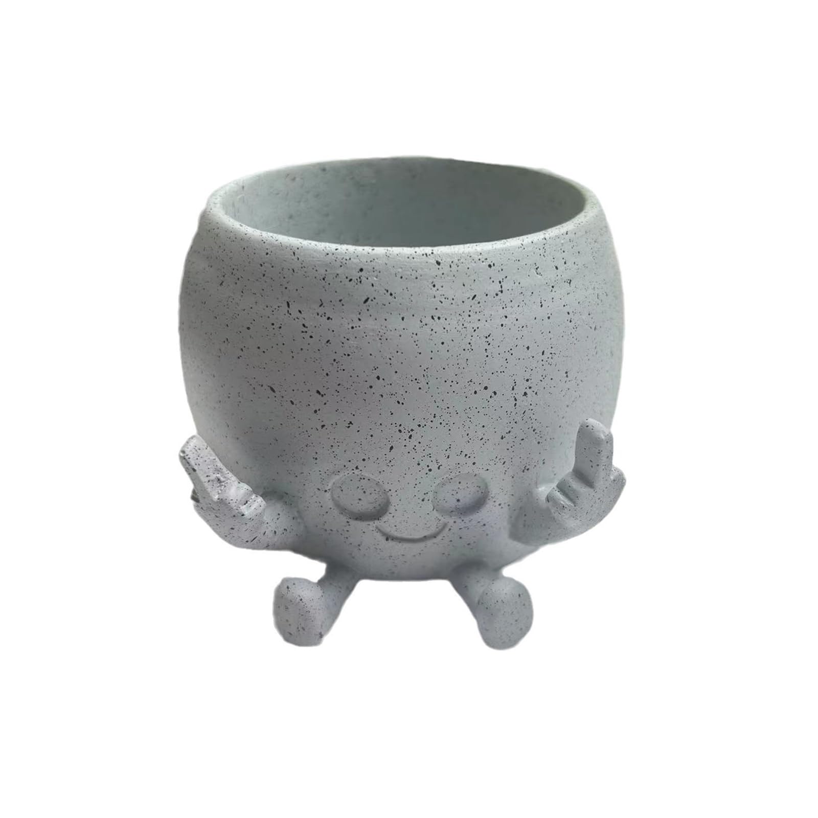 CMANLNYK Funny Plant Pot with Fingers Up - Novelty Resin Smile Succulent Flower Pots, Cute Small Smiley Face Plant Pot for Indoor Outdoor Garden, Gifts for Lovers Home Table Decor (White)