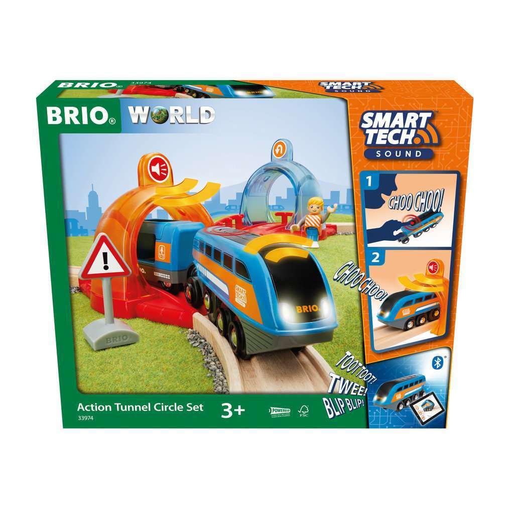 BRIO World Smart Tech Sound Action Tunnel Circle Battery Powered Train Set for Children Age 3 Years Up [Amazon Exclusive]