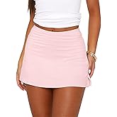 Womens Mini Skorts Y2k Summer Mid-Waisted Pencil Bodycon Short Skirts Side Split Skorts with Shorts
